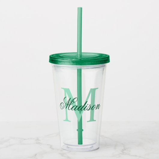 Creëer Uw persoonlijke monogram - Groen Acryl Drinkbeker (Voorkant)
