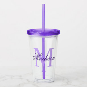 Creëer Uw persoonlijke monogram Naam Paars Acryl Drinkbeker