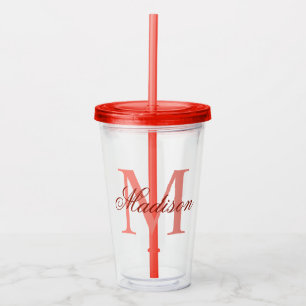 Creëer Uw persoonlijke monogram Naam Rood Acryl Drinkbeker