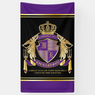 Creëer Uw wapenschild Paars Gold Angel Emblem Spandoek