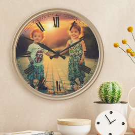 Creëer Your Custom Photo Brown Classy Elegant Ronde Klok