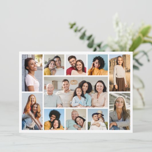 Creëer Your Ewn 11 Photo Collage Greeting Kaart (Staand voorkant)