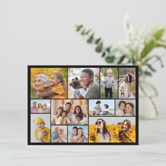 Creëer Your Ewn 12 Photo Collage Greeting Kaart (Staand voorkant)