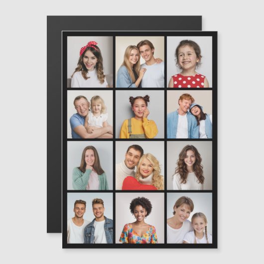Creëer Your Ewn 12 Photo Collage Magnetic Kaart (Voorkant / Achterkant)
