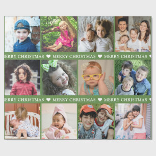 Creëer Your Ewn 12 Photo Collage Red Kerstmis Cadeaupapier