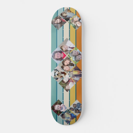 Creëer Your Ewn 12 Photo Collage - retro stripes Skateboard (Voorkant)