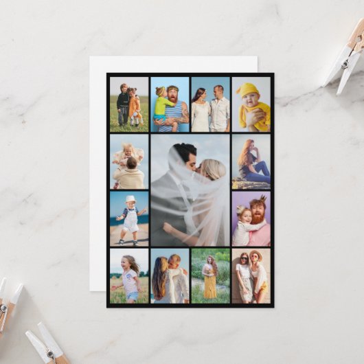 Creëer Your Ewn 13 Photo Collage Greeting Kaart (Voorkant / Achterkant in situ)