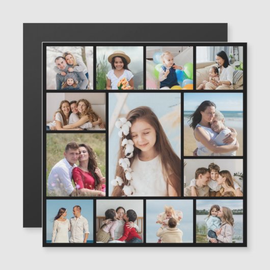 Creëer Your Ewn 13 Photo Collage Magnetic Kaart (Voorkant / Achterkant)