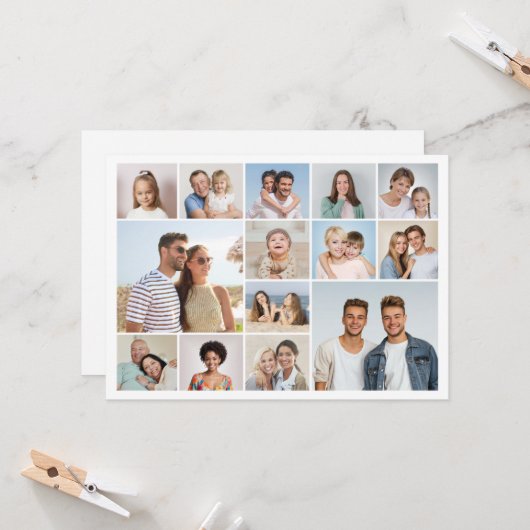 Creëer Your Ewn 14 Photo Collage Kaart (Voorkant / Achterkant in situ)