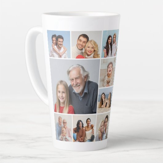 Creëer Your Ewn 14 Photo Collage Latte Mok (Linkerhoek)