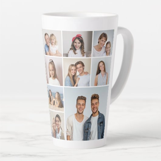 Creëer Your Ewn 14 Photo Collage Latte Mok (Rechterhoek)
