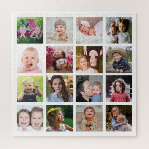 Creëer Your Ewn 16 Square Photo Collage White Legpuzzel