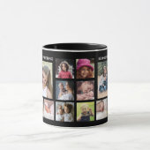 Creëer Your Ewn 18 Photo Collage Family Name Black Mok (Midden)