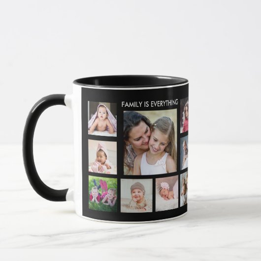 Creëer Your Ewn 18 Photo Collage Family Name Black Mok (Links)