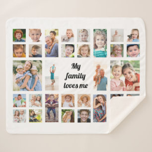 Creëer Your Ewn 32 Family Photo Collage White Sherpa Deken