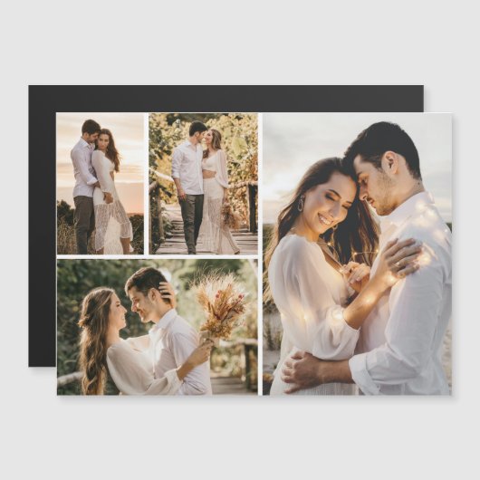 Creëer Your Ewn 4 Photo Collage Magnetic Card (Voorkant / Achterkant)