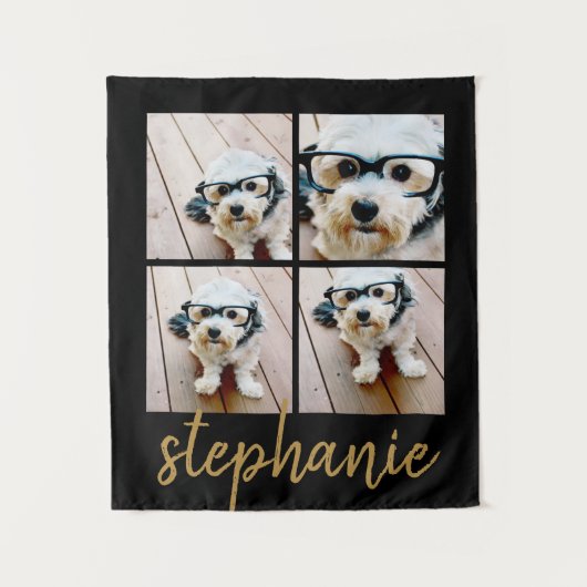 Creëer Your Ewn 4 Photo Collage - Script Gold Wandkleed (Voorkant)