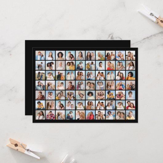Creëer Your Ewn 70 Photo Collage Kaart (Voorkant / Achterkant in situ)