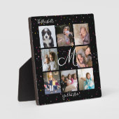 Creëer Your Ewn 8 Photo Collage Monogram Black Fotoplaat (Voorkant)