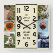 Creëer Your Ewn Deco 6 Photo Collage Marked Vierkante Klok (Voorkant)