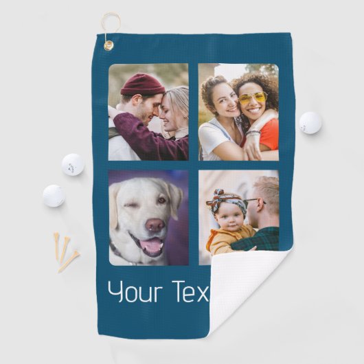 Creëer Your Ewn Photo Collage Navy 4 Afbeeldingen Golfhanddoek (Insitu)