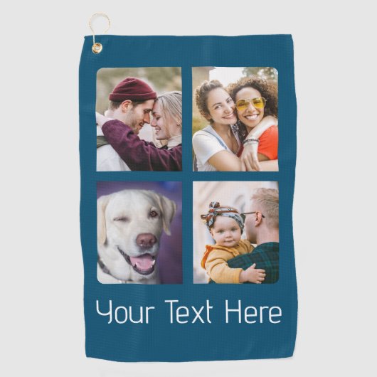 Creëer Your Ewn Photo Collage Navy 4 Afbeeldingen Golfhanddoek (Voorkant)