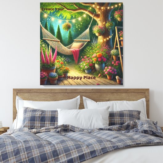 Creëer Your Happy Place - rustige Natuur Canvas Afdruk (Insitu (Slaapkamer))