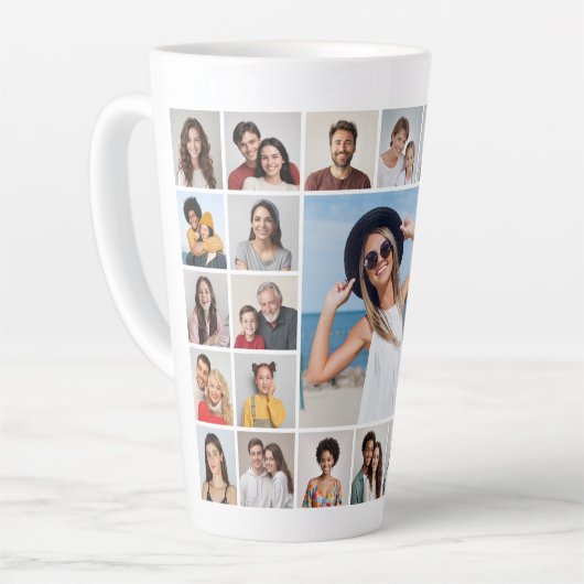 Creëer Your Own 27 Photo Collage Latte Mok (Linkerhoek)