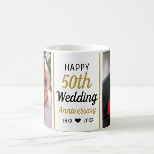 Creëer Your Own 2 Foto 50th Wedding Jubileum Koffiemok