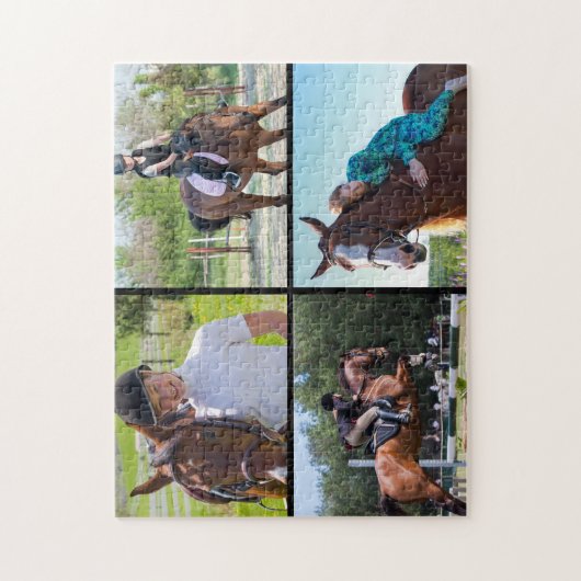 Creëer Your Own 4 foto's Collage Paard Zwart Legpuzzel (Verticaal)
