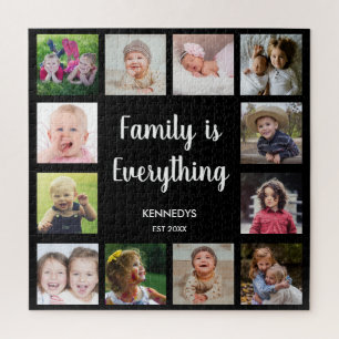 Creëer Your Own Black 12 Photo Collage Family Legpuzzel