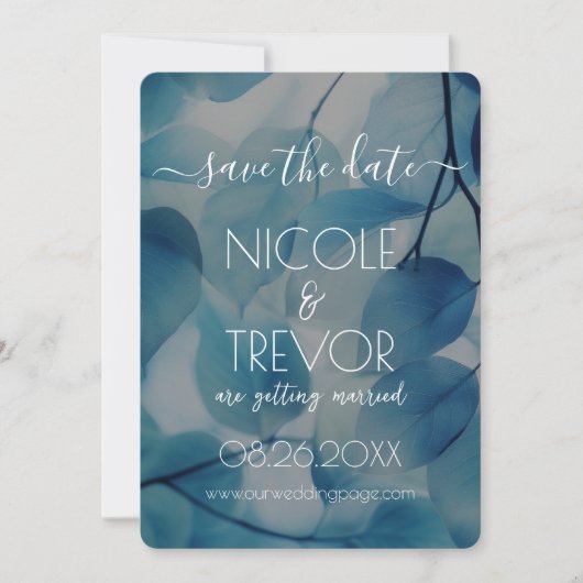 Creëer Your Own - Blauwe Röntgenfoto Bladeren Save The Date (Voorkant)