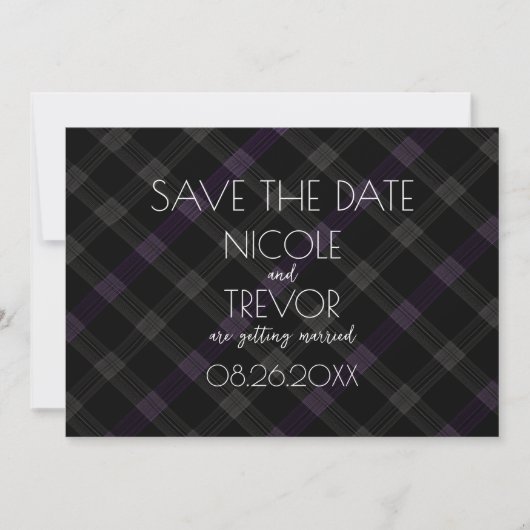 Creëer Your Own - Dark Grey Plaid Save The Date (Voorkant)