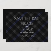 Creëer Your Own - Dark Grey Plaid Save The Date (Voorkant / Achterkant)