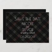 Creëer Your Own - Dark Grey Plaid Save The Date (Voorkant / Achterkant)