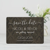Creëer Your Own - Donkergotische Damask Save The Date (Staand voorkant)