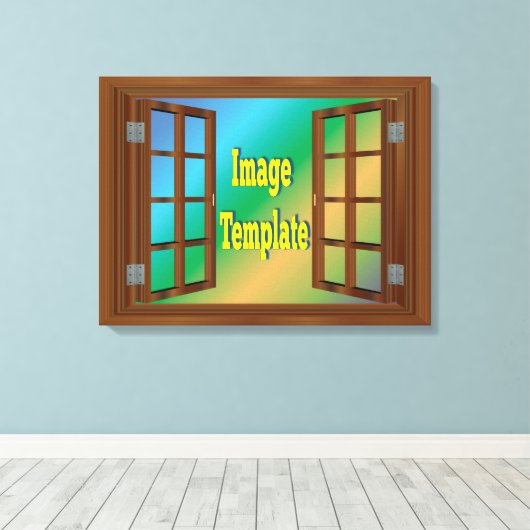 Creëer Your Own 🌿 Fake Window Uitzicht Canvas Afdruk (Insitu (Houten vloer))