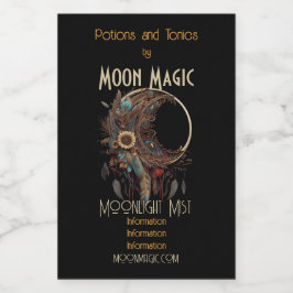 Creëer Your Own Floral Paisley Boho Moon Wijn Etiket