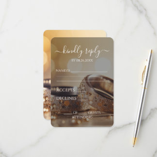 Creëer Your Own - Gouden Bokeh Trouwringen RSVP Kaartje