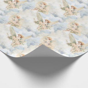 Creëer Your Own Green Angels & Pink Roses Cadeaupapier
