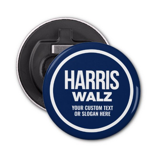 Creëer Your Own Harris Walz 2024 Button Flesopener (Voorkant)