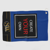 Creëer Your Own Navy Blue - monogram / op maat Golfhanddoek (Horizontaal)