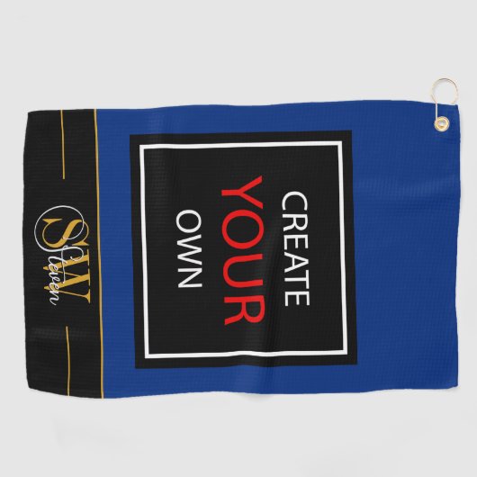 Creëer Your Own Navy Blue - monogram / op maat Golfhanddoek (Horizontaal)