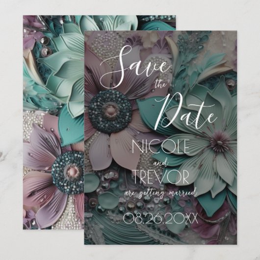 Creëer Your Own - Papieren Bloemen Save The Date (Voorkant / Achterkant)