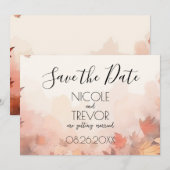 Creëer Your Own - subtiele herfstbladeren Save The Date (Voorkant / Achterkant)