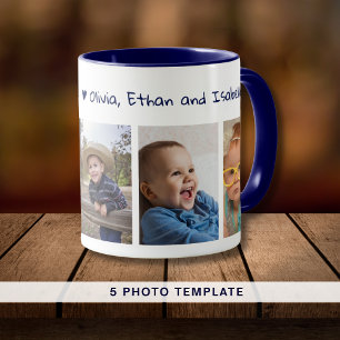 Creëer Your Own We Love You Pop 5 Foto Blauw Mok
