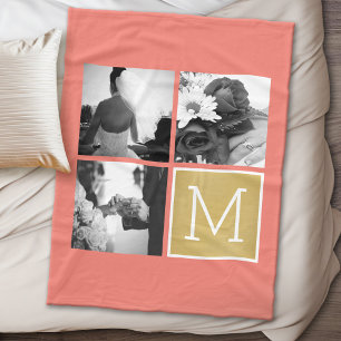 Creëer Your Own Wedding Photo Collage Monogram Fleece Deken