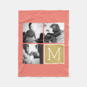 Creëer Your Own Wedding Photo Collage Monogram Fleece Deken (Voorkant)