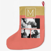 Creëer Your Own Wedding Photo Collage Monogram Grote Kerstsok (Achterkant)