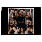Creëer Your Own Wedding Photo Collage Monogram Large Cadeautasje (Achterkant)